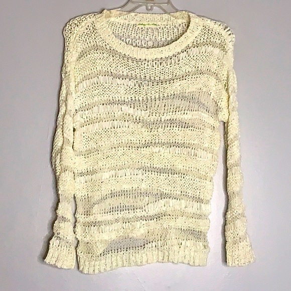 Staring at stars open hole weave pullover bone white top small - Picture 1 of 7